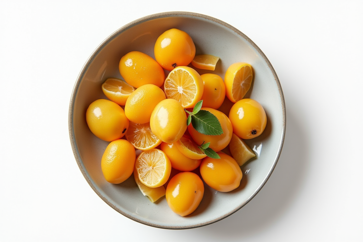 Salade de fruits exotiques dans un bol blanc moderne