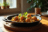 Table rustique avec girolles dorées et herbes fraîches